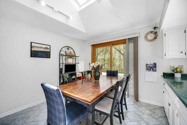 32381 N Forest Dr, Grayslake, IL 60030 - dining space featuring baseboards and vaulted ceiling