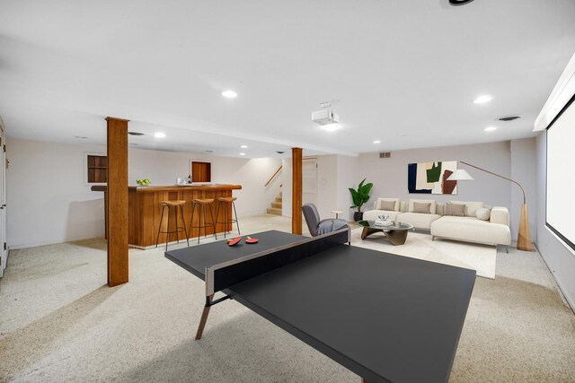 32381 N Forest Dr, Grayslake, IL 60030 - exercise room with bar, light carpet, and recessed lighting