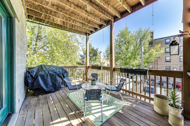 deck with a grill