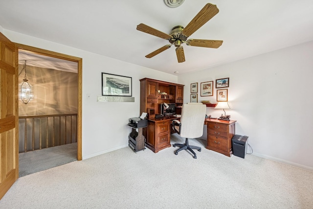 6 Old Timber Ln, Palos Park, IL 60464 - office featuring light carpet, a ceiling fan, and baseboards