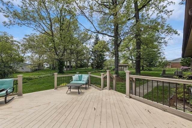 6 Old Timber Ln, Palos Park, IL 60464 - wooden deck featuring a lawn