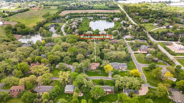 6 Old Timber Ln, Palos Park, IL 60464 - aerial overview of property's location with a nearby body of water and nearby suburban area