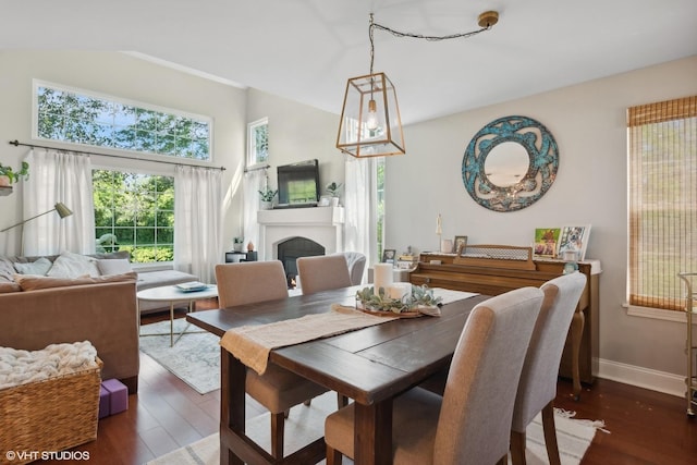 229 Concord Ln Unit 229, Carol Stream, IL 60188 - dining space featuring wood finished floors, a fireplace, and baseboards