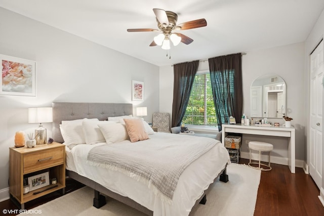 229 Concord Ln Unit 229, Carol Stream, IL 60188 - bedroom featuring wood finished floors, ceiling fan, and baseboards
