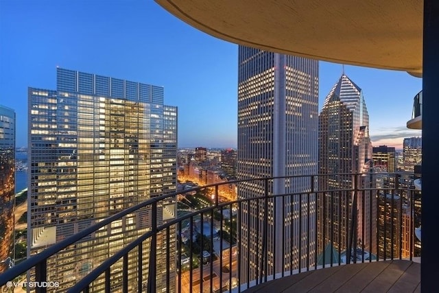 225 N Columbus Dr Unit 6006, Chicago, IL 60601 - balcony at dusk with a view of city