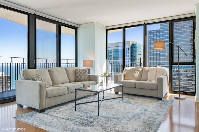 225 N Columbus Dr Unit 6006, Chicago, IL 60601 - living room featuring expansive windows and wood finished floors