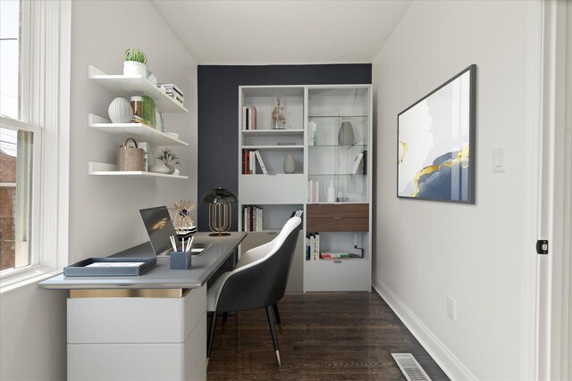 8241 S Aberdeen St, Chicago, IL 60620 - office area with wood finished floors, healthy amount of natural light, and baseboards