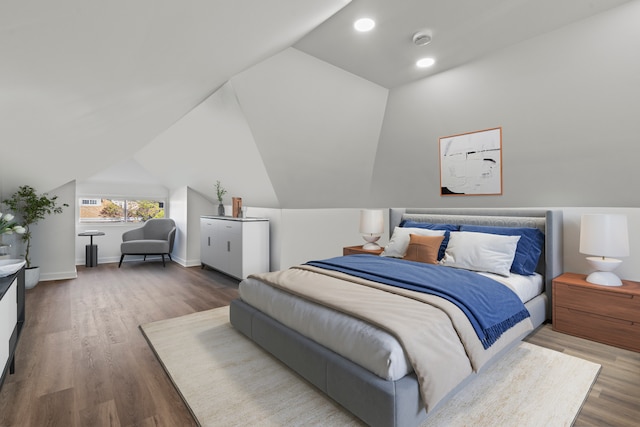 8241 S Aberdeen St, Chicago, IL 60620 - bedroom featuring wood finished floors, vaulted ceiling, baseboards, and recessed lighting