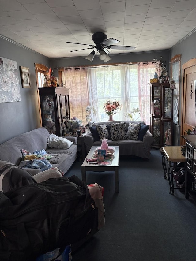 1529 S 50th Ct, Cicero, IL 60804 - carpeted living area featuring healthy amount of natural light and ceiling fan