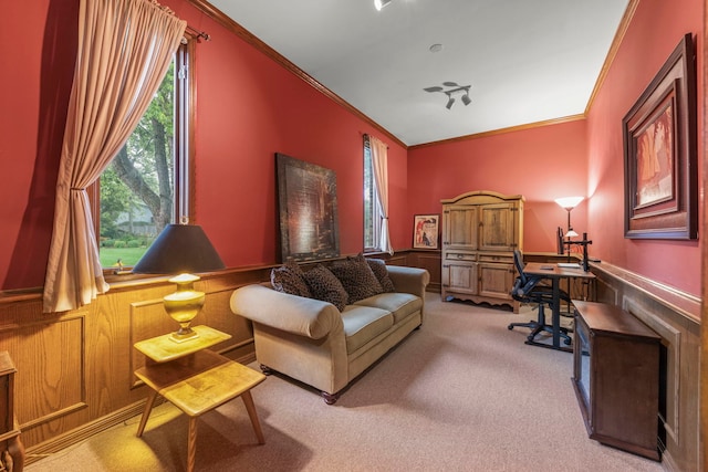 608 61st St, Lisle, IL 60532 - carpeted home office featuring ornamental molding and wainscoting