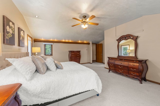 608 61st St, Lisle, IL 60532 - bedroom with lofted ceiling, light colored carpet, and ceiling fan