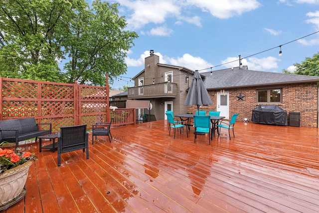 608 61st St, Lisle, IL 60532 - wooden terrace featuring area for grilling and outdoor dining area