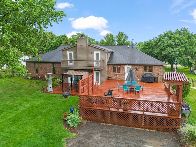 608 61st St, Lisle, IL 60532 - rear view of property with a deck, a chimney, and a shingled roof