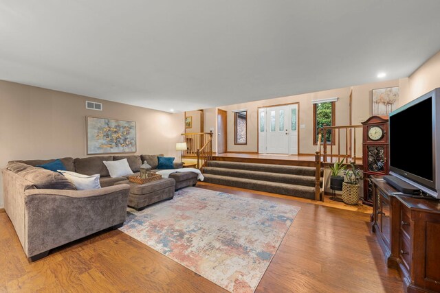 608 61st St, Lisle, IL 60532 - living area featuring stairway and wood finished floors