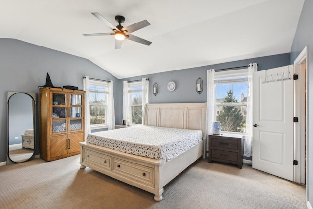 4144 Calder Ln, Aurora, IL 60504 - bedroom with lofted ceiling, light colored carpet, and ceiling fan