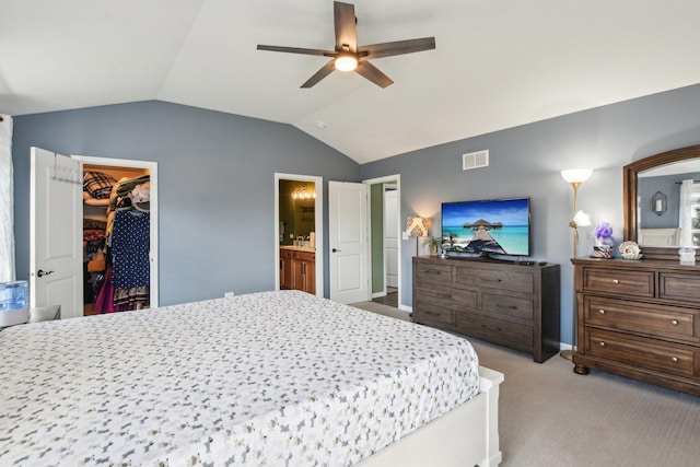 4144 Calder Ln, Aurora, IL 60504 - bedroom with lofted ceiling, carpet flooring, a spacious closet, a closet, and ceiling fan