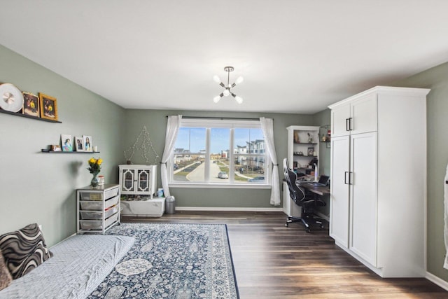 4144 Calder Ln, Aurora, IL 60504 - home office with a chandelier, wood finished floors, and baseboards
