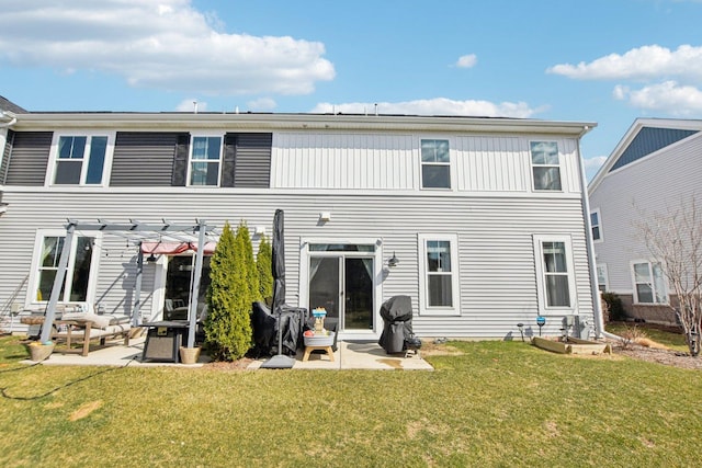 4144 Calder Ln, Aurora, IL 60504 - rear view of house with a pergola, a patio, and a lawn