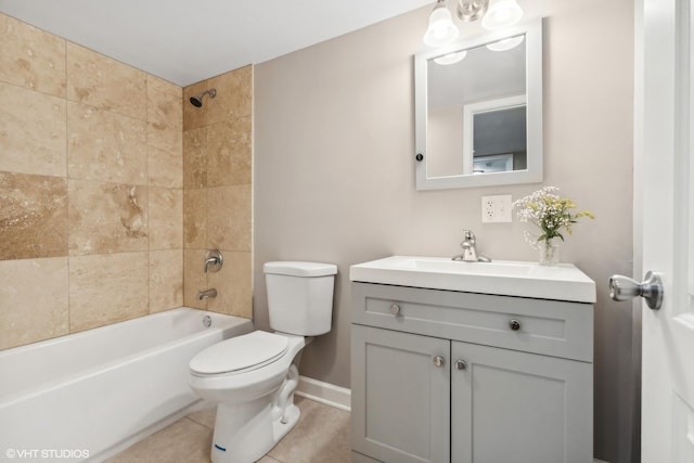 7337 N Mcvicker Ave, Chicago, IL 60646 - full bath with toilet, vanity, tile patterned flooring, baseboards, and tub / shower combination