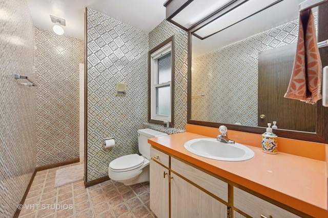 S070 River Ln, Winfield, IL 60190 - bathroom featuring toilet, tiled shower, vanity, and tile patterned flooring