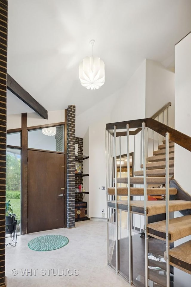 S070 River Ln, Winfield, IL 60190 - staircase with lofted ceiling
