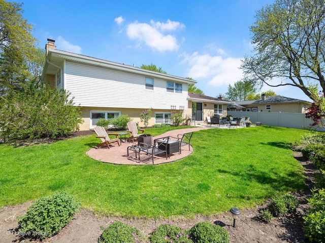 7102 Walden Ln, Darien, IL 60561 - back of house with a chimney, a patio, and an outdoor living space with a fire pit