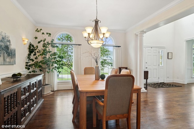 11 Crystal Downs Dr, Hawthorn Woods, IL 60047 - dining room featuring plenty of natural light, a chandelier, wood finished floors, and ornamental molding