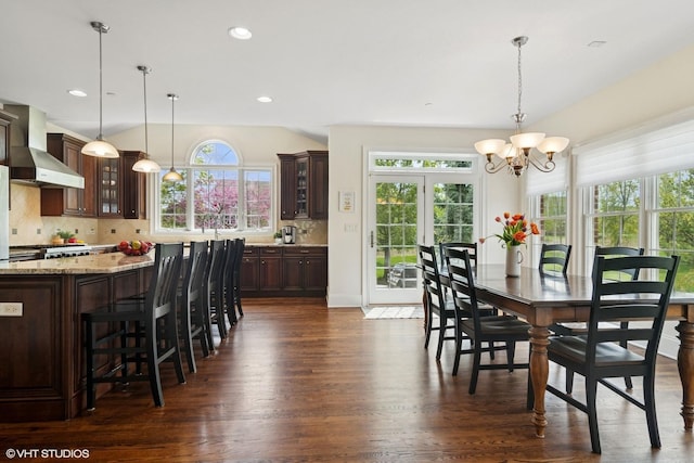 11 Crystal Downs Dr, Hawthorn Woods, IL 60047 - dining area with a chandelier, dark wood-style flooring, and recessed lighting