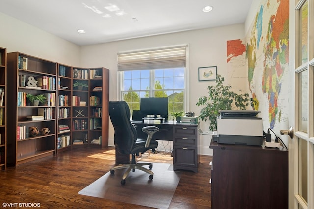 11 Crystal Downs Dr, Hawthorn Woods, IL 60047 - office area with wood finished floors and recessed lighting