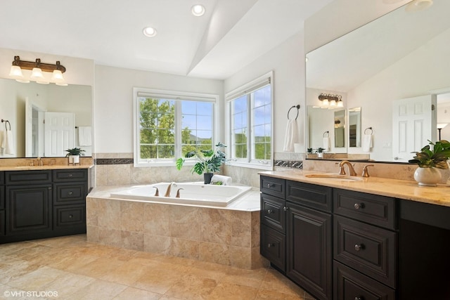 11 Crystal Downs Dr, Hawthorn Woods, IL 60047 - full bathroom featuring a garden tub, two vanities, and recessed lighting