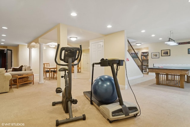 11 Crystal Downs Dr, Hawthorn Woods, IL 60047 - exercise room featuring light carpet and recessed lighting