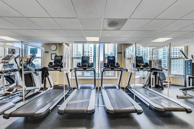 25 E Superior St Unit 2501, Chicago, IL 60611 - gym with baseboards and a drop ceiling