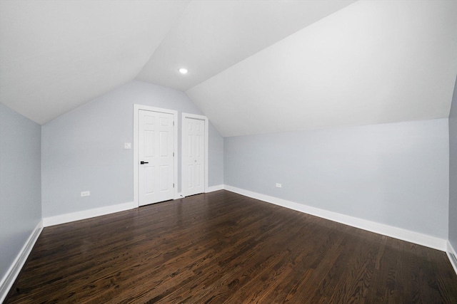 7414 S Aberdeen St, Chicago, IL 60621 - bonus room with lofted ceiling, baseboards, dark wood-style flooring, and recessed lighting