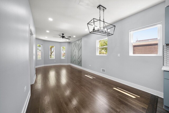 7414 S Aberdeen St, Chicago, IL 60621 - empty room with plenty of natural light, recessed lighting, a ceiling fan, and baseboards