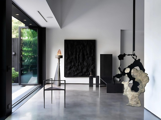 3845 S Winchester Ave, Chicago, IL 60609 - interior space with concrete floors, a wall of windows, and recessed lighting