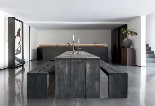 3845 S Winchester Ave, Chicago, IL 60609 - indoor wet bar with stairway and concrete floors
