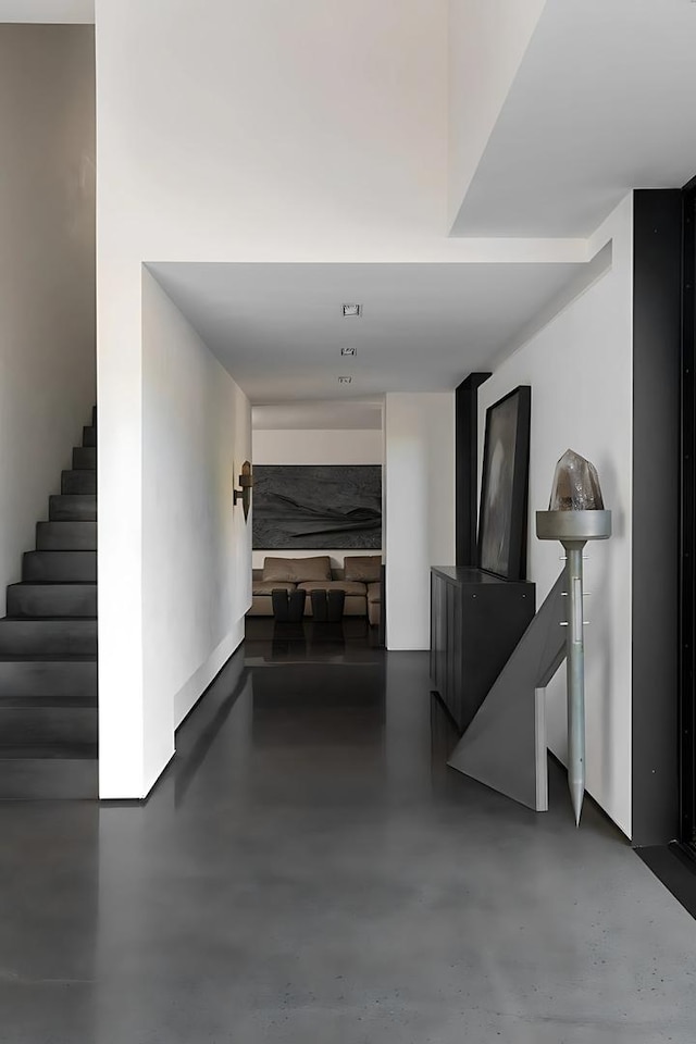3845 S Winchester Ave, Chicago, IL 60609 - hall featuring concrete floors and stairs