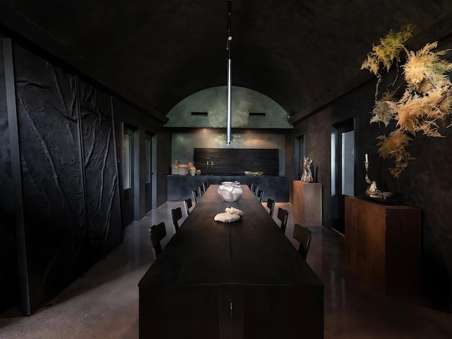 3845 S Winchester Ave, Chicago, IL 60609 - dining room with vaulted ceiling and concrete floors