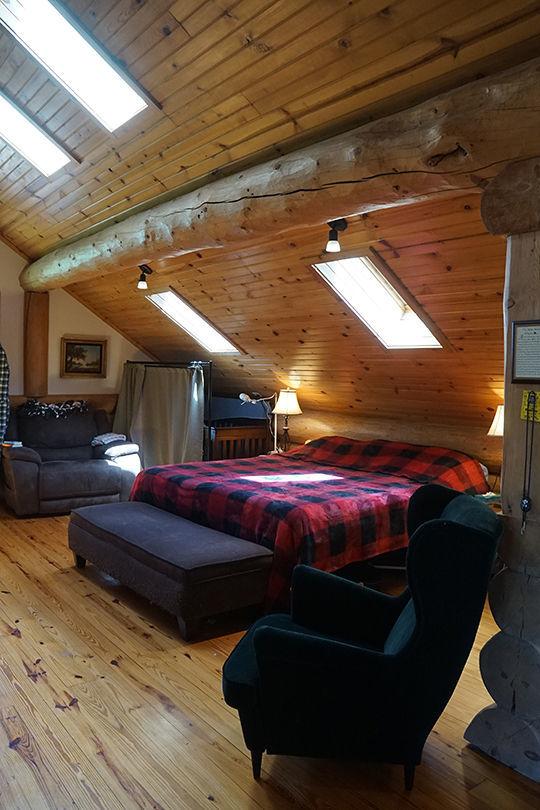 3526 E 2179th Rd, Ottawa, IL 61350 - bedroom featuring a skylight, vaulted ceiling, hardwood / wood-style flooring, and wooden ceiling