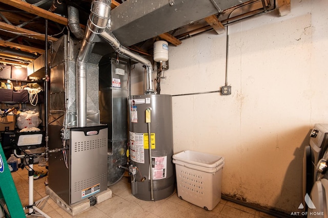 utilities featuring gas water heater and heating unit