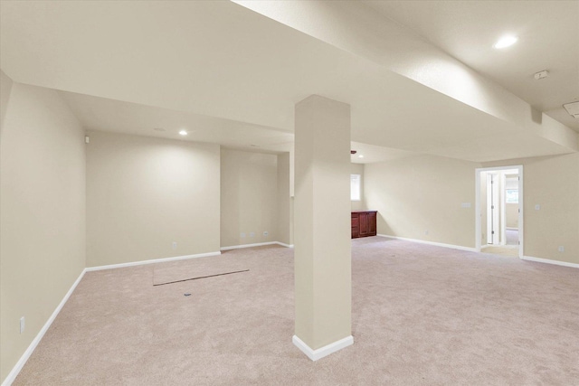 4410 Southford Trace Dr, Champaign, IL 61822 - below grade area featuring light colored carpet, recessed lighting, and baseboards