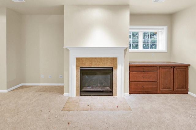 4410 Southford Trace Dr, Champaign, IL 61822 - detailed view of carpet floors, baseboards, and a fireplace