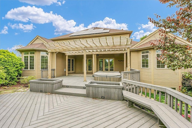4410 Southford Trace Dr, Champaign, IL 61822 - wooden terrace featuring a hot tub and a pergola