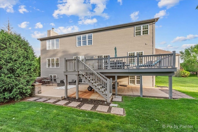 9 Laurel Valley Ct, Lake In The Hills, IL 60156 - rear view of house with a patio, a deck, stairway, and a lawn
