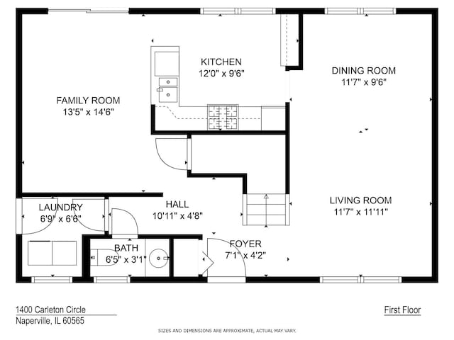 1400 Carleton Ave, Naperville, IL 60565 - floor plan / room layout