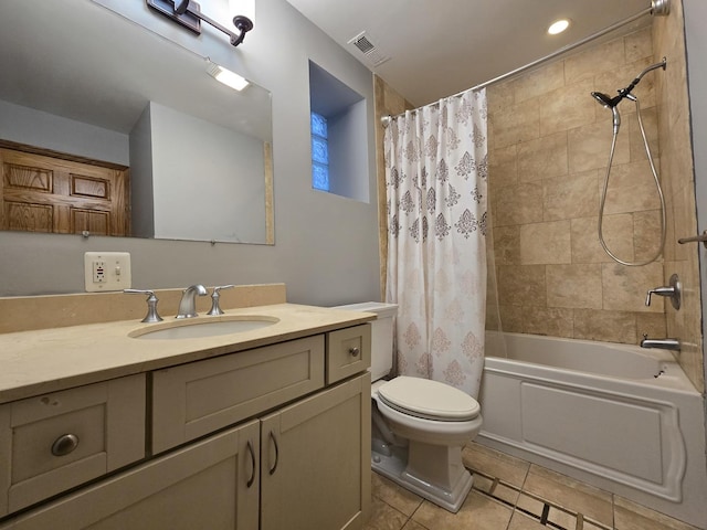 6137 S Kimbark Ave Unit 1, Chicago, IL 60637 - full bath featuring tile patterned floors, toilet, shower / bath combination with curtain, vanity, and recessed lighting