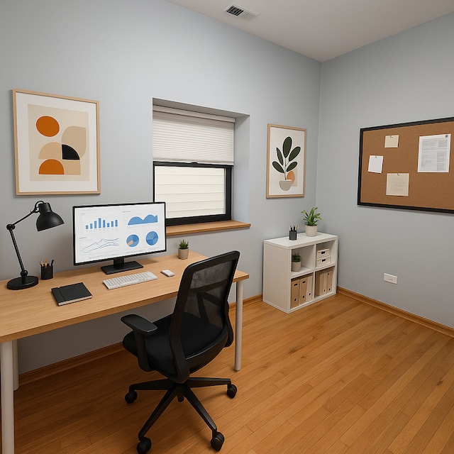 6137 S Kimbark Ave Unit 1, Chicago, IL 60637 - home office with light wood-style floors and baseboards