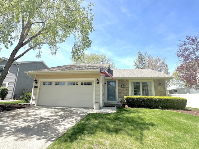 14642 S Pebble Creek Dr, Homer Glen, IL 60491 - single story home with a garage, stone siding, and driveway