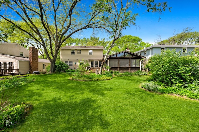 1532 Chat Ct, Naperville, IL 60565 - rear view of house with a sunroom and a yard