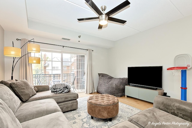 390 W Mahogany Ct Unit 301, Palatine, IL 60067 - living area with a ceiling fan and wood finished floors